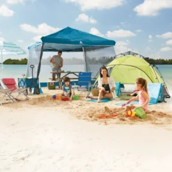 Woods Reign Instant 2-Door Screen House/Canopy Tent/Gazebo Camping Shelter, 12-ft X 12-ft -Woods Sales Store beach umbrella 6 3584a346 e3e6 47ab a51b 61d84443c4cc