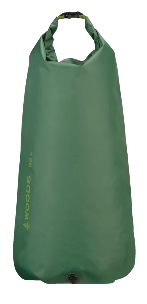 Woods Lightweight Waterproof Dry Bag W/ Valve For Camping, Hiking & Water Sports, 20-L, Green 3 Woods Lightweight Waterproof Dry Bag W/ Valve For Camping, Hiking & Water Sports, 20-L, Green