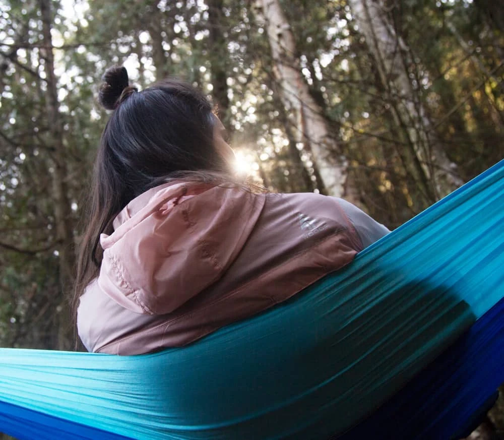 Woods Backpacker Single-Person Nylon Outdoor Camping Hammock W/ Tree Wraps & Carry Bag 6 Woods Backpacker Single-Person Nylon Outdoor Camping Hammock W/ Tree Wraps & Carry Bag - Image 4