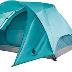 Woods Creekside 3-Season, 3-Person Camping Dome Tent W/ Canopy/Awning, Rain Fly & Carry Bag