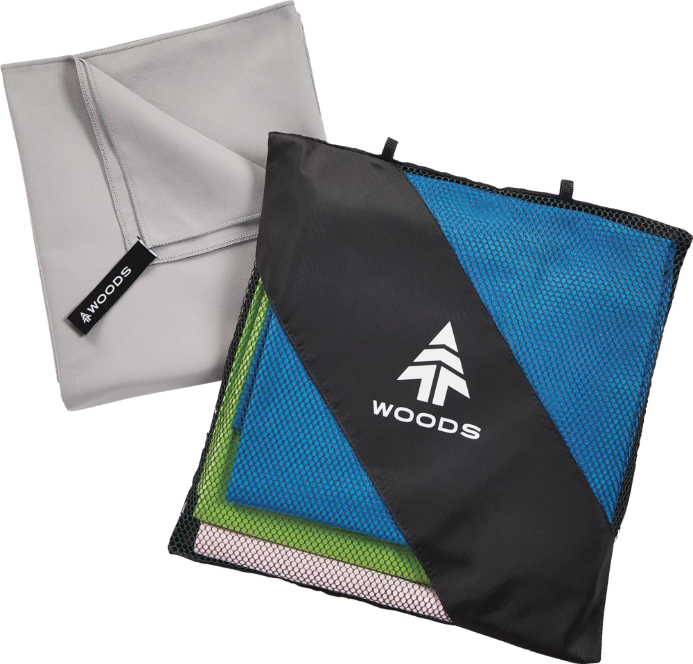 Woods Compact Lightweight Absorbent & Fast-Drying Microfibre Camping Beach Towels, Assorted, 4-pk, 33.5 X 59-in 3 Woods Compact Lightweight Absorbent & Fast-Drying Microfibre Camping Beach Towels, Assorted, 4-pk, 33.5 X 59-in