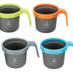 Woods™ Anodized Camping Mug Set, Assorted Colours, 280-mL, 4-pk