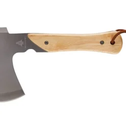 Woods Mini Pack Axe, Steel Single-Bit Hatchet Axe W/ Wooden Handle, Leather Sheath & Strap